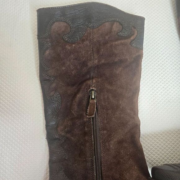 Franco Sarto Brown Suede Leather Western Boots Womens Size 5.5 - Picture 7 of 10